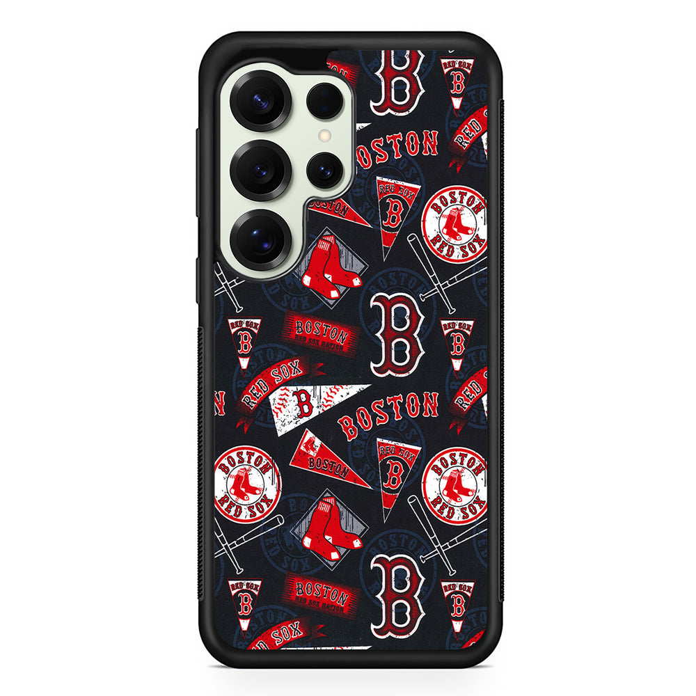 Boston Red Sox Pattern Samsung Galaxy S25 Ultra Case | Durable Rubber Case for Samsung Galaxy S25 Ultra