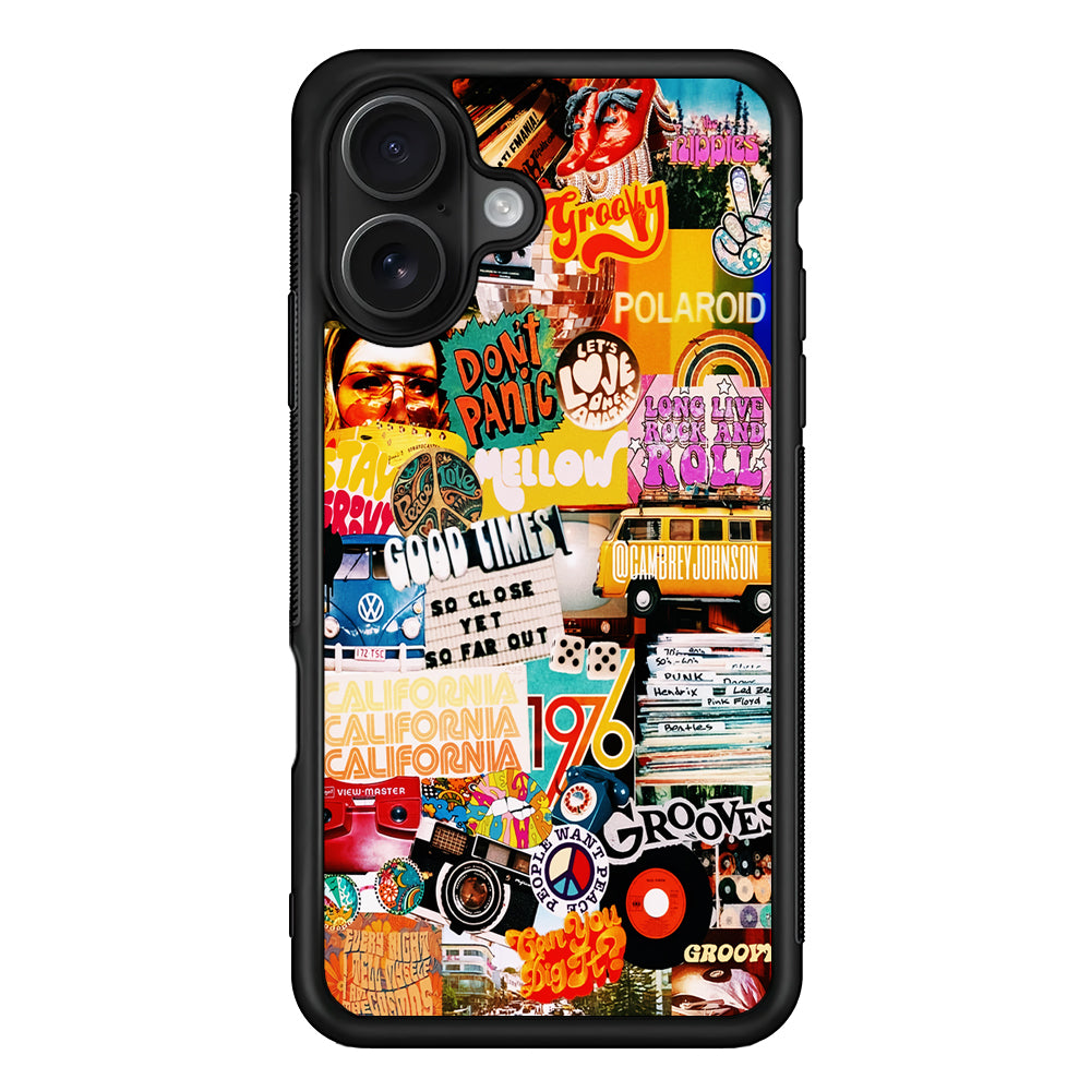 Retro Aesthetic 70s Collage iPhone 16 Case - Oxvistore