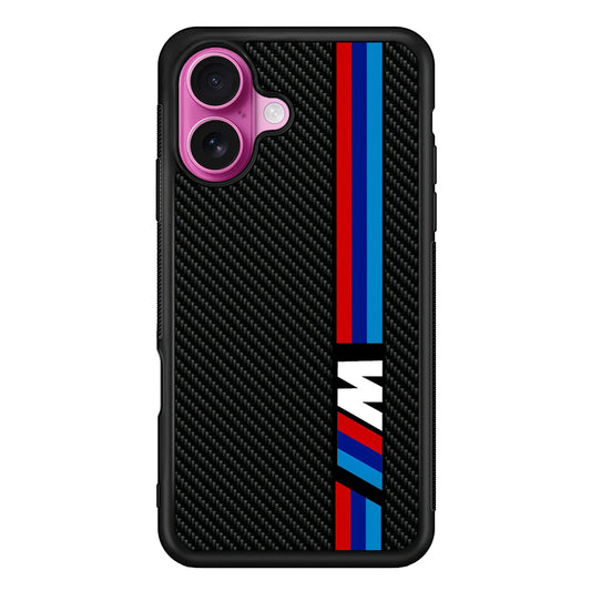 BMW M Carbon Tricolor Stripes iPhone 17 Case | Slim Rubber Case for iPhone 17