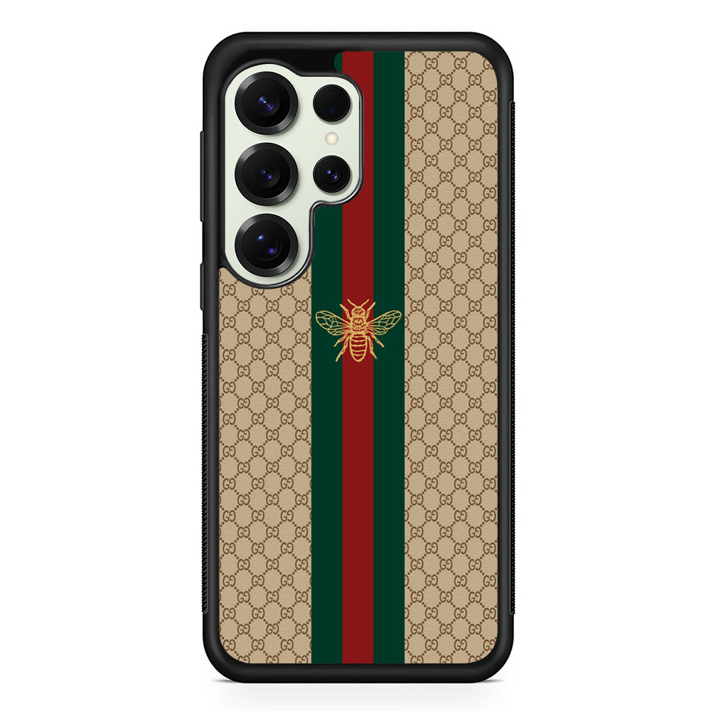 Gucci Latte Wall Stripe Bee Logo Samsung Galaxy S25 Ultra Case | Slim Rubber Case for Samsung Galaxy S25 Ultra