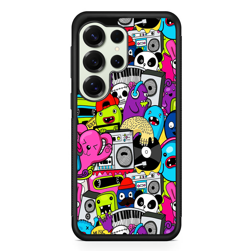 Doodle Monsters Music Pattern Samsung Galaxy S25 Ultra Case | Durable Rubber Case for Samsung Galaxy S25 Ultra