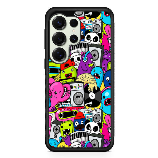 Doodle Monsters Music Pattern Samsung Galaxy S25 Ultra Case | Durable Rubber Case for Samsung Galaxy S25 Ultra