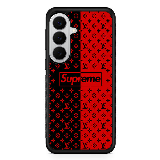 Louis Vuitton X Supreme Red Black Samsung Galaxy S26 Case | Slim Rubber Case for Samsung Galaxy S26