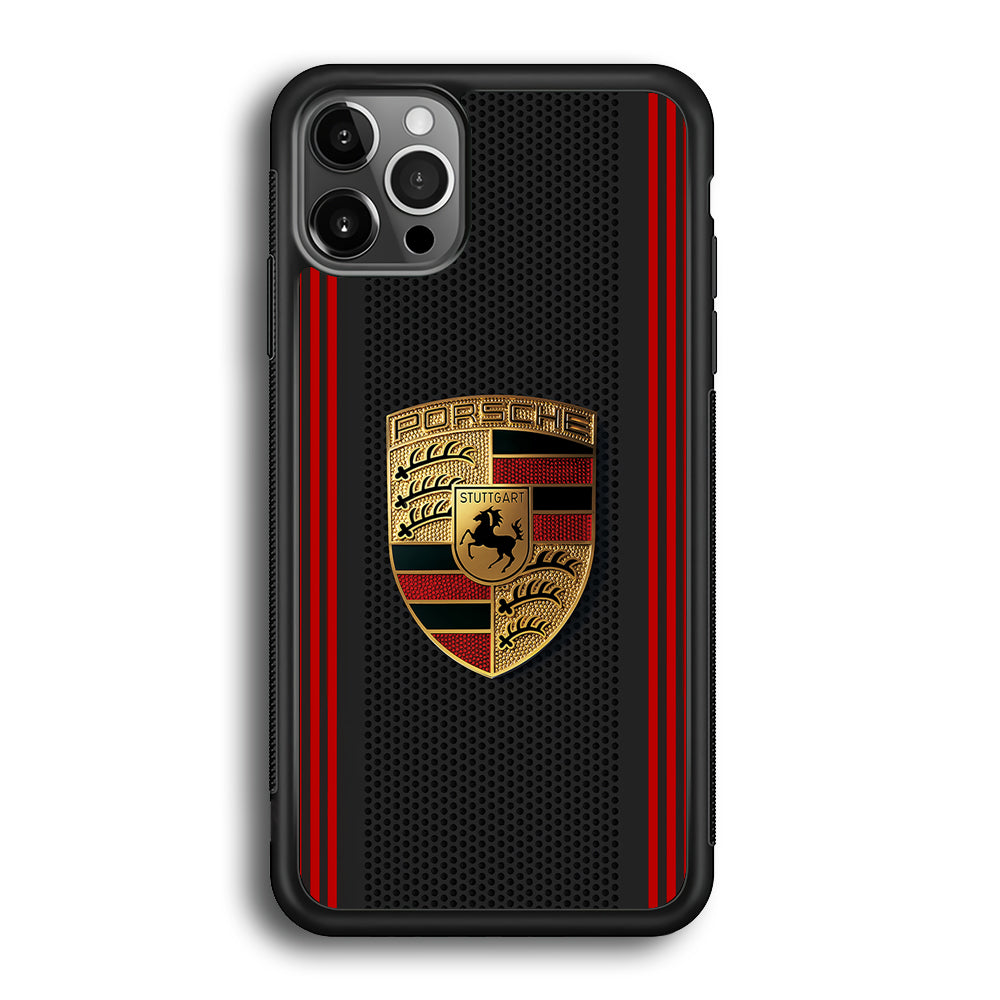 Porsche Gold Emblem iPhone 12 Pro Max Case | Slim Rubber Case for iPhone 12 Pro Max