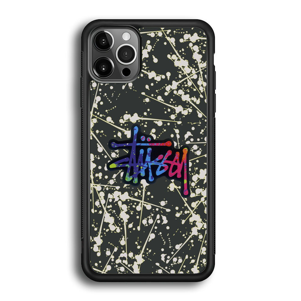 Stussy Splash Grey iPhone 12 Pro Max Case | Slim Rubber Case for iPhone 12 Pro Max