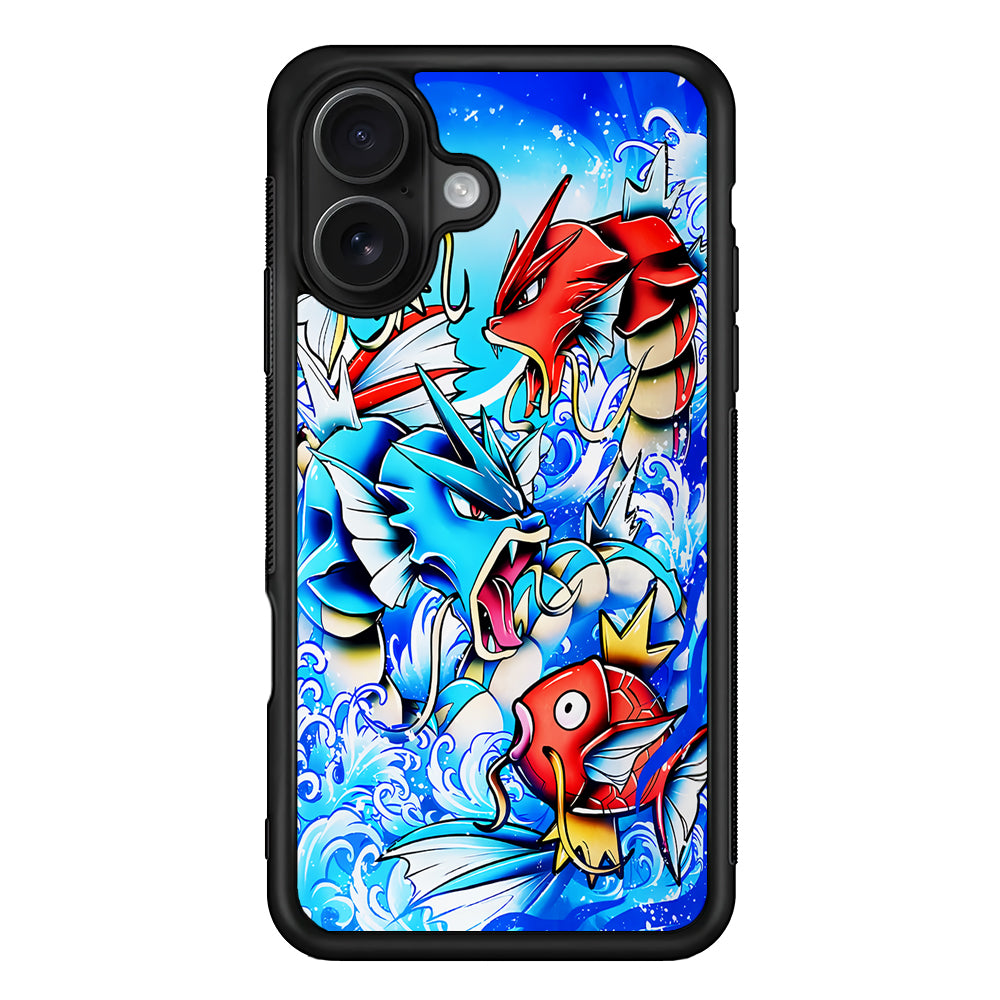 Pokemon Gyrados Magikarp iPhone 16 Case - Oxvistore