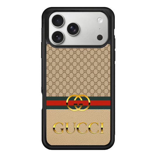 Gucci Gold Clasp iPhone 17 Pro Case | Slim Rubber Case for iPhone 17 Pro