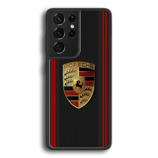 Porsche Gold Emblem Samsung Galaxy S24 Ultra Case | Slim Rubber Case for Samsung Galaxy S24 Ultra