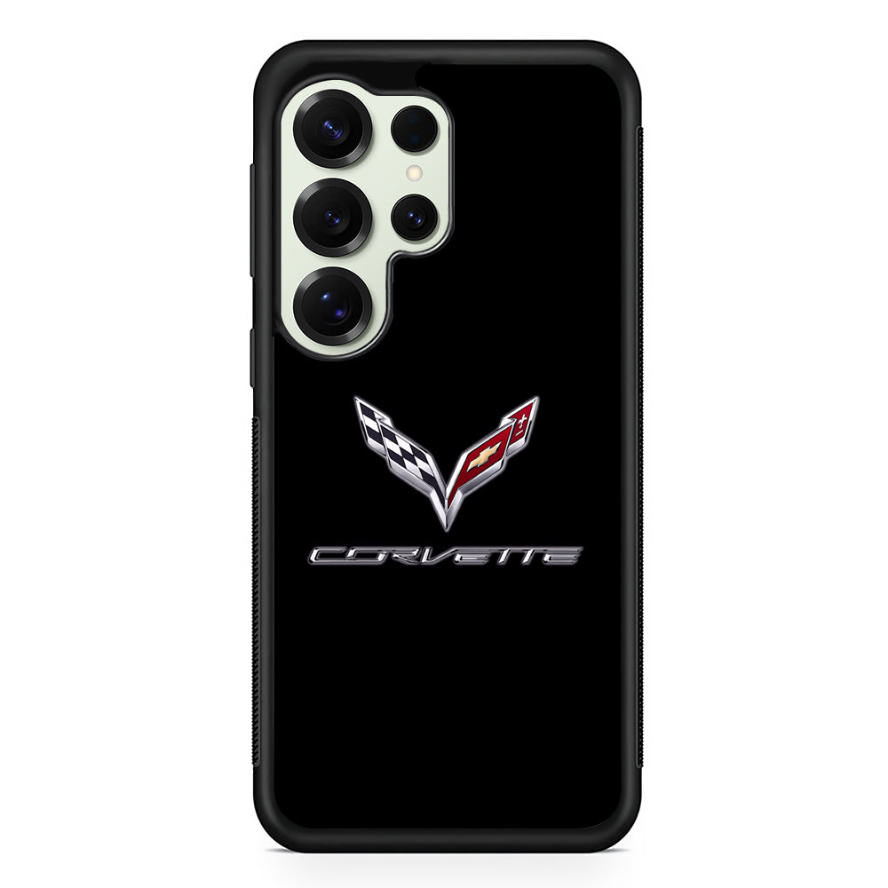 Chevrolet Corvette Logo Black Samsung Galaxy S25 Ultra Case | Slim Rubber Case for Samsung Galaxy S25 Ultra