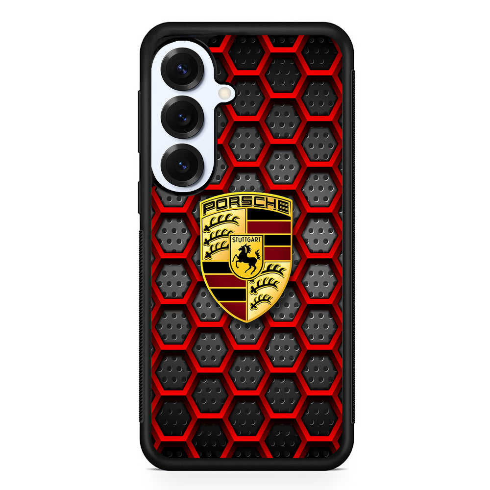 Porsche Red Hexagon Samsung Galaxy S25 Plus Case | Durable Samsung Galaxy S25 Plus Phone Case