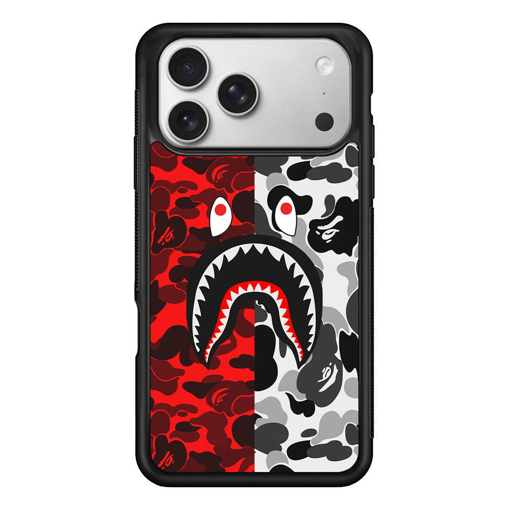 Bape Red Black Camo iPhone 17 Pro Case | Slim Rubber Case for iPhone 17 Pro