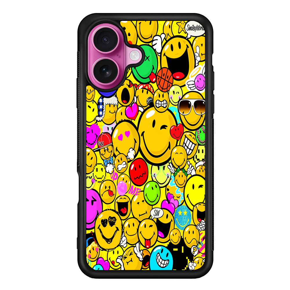 Smiley Face World Colorful iPhone 17 Case | Slim Protective Rubber Phone Cover
