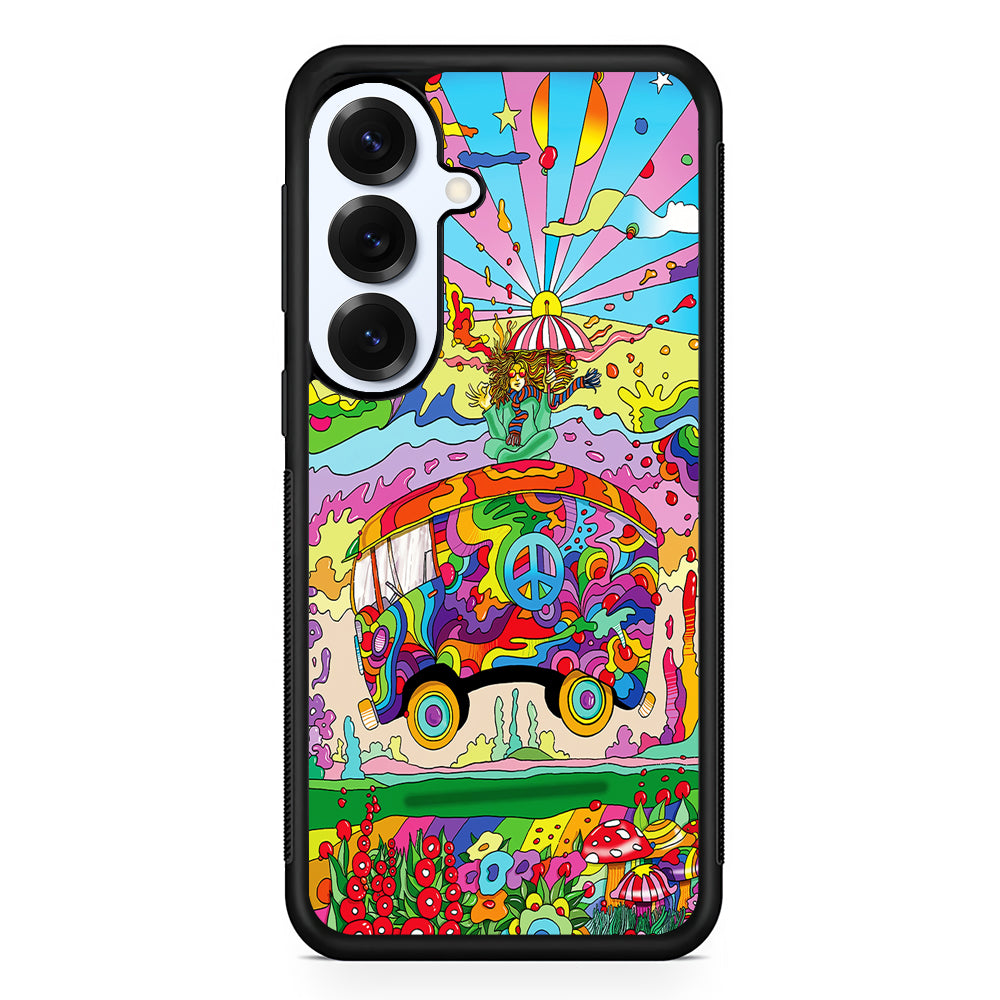 Hippie Trippy Van Rainbow Samsung Galaxy S25 Plus Case | Slim Rubber Cover for Samsung Galaxy S25 Plus