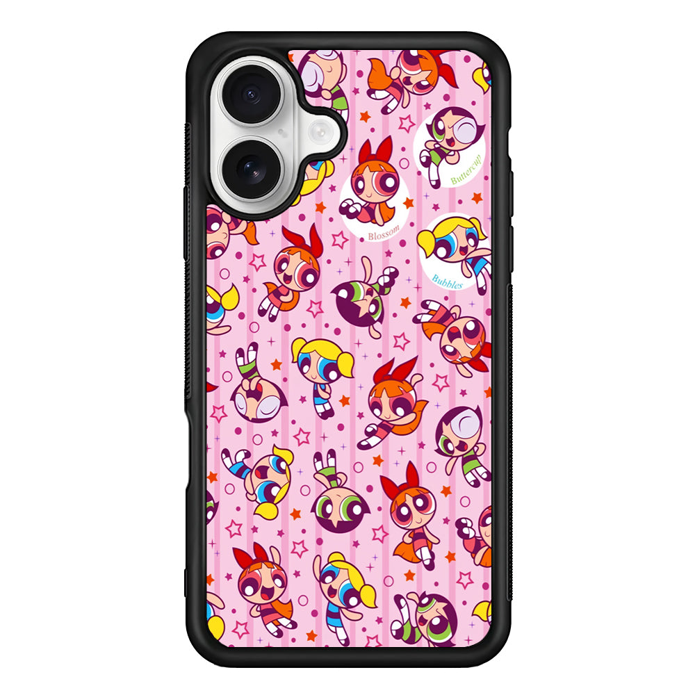 The Powerpuff Girls Cute Pattern iPhone 16 Plus Case | Durable Protective Rubber Cover