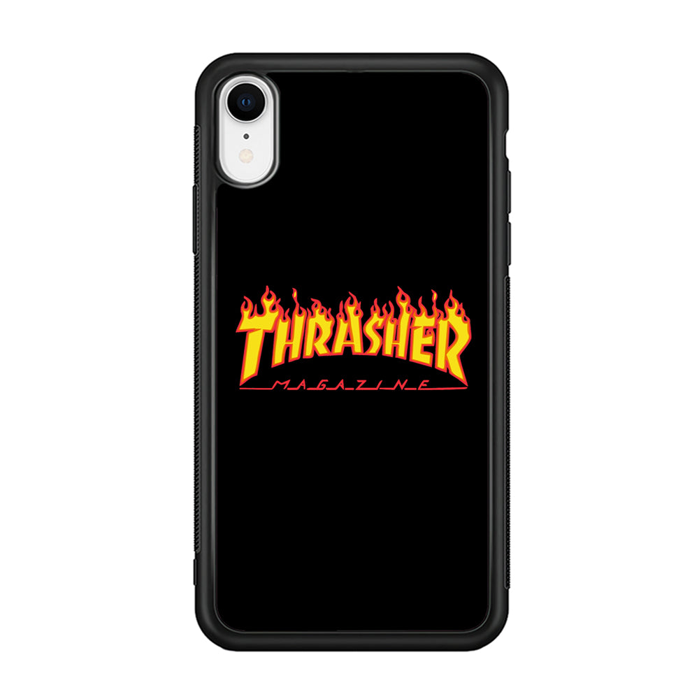 Thrasher Magazine Black Simple Fire iPhone XR Case | Slim Rubber Case for iPhone XR