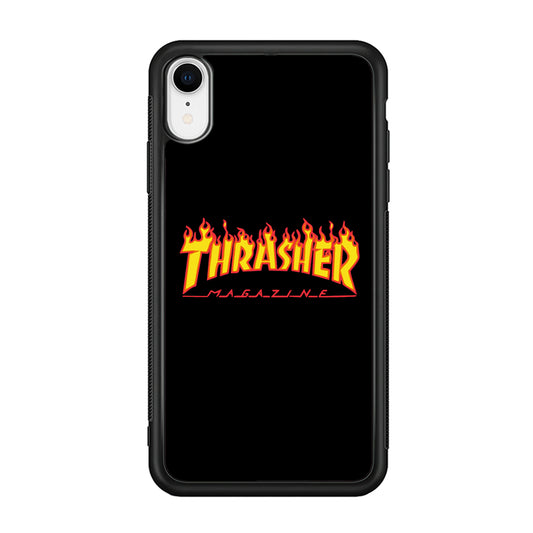 Thrasher Magazine Black Simple Fire iPhone XR Case | Slim Rubber Case for iPhone XR