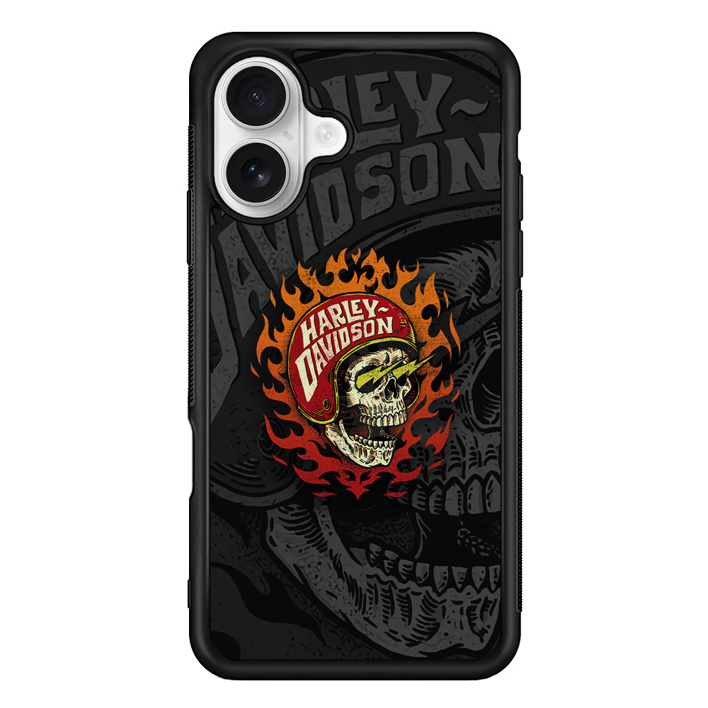 Harley Davidson Flaming Rider iPhone 16 Plus Case – Slim Fit Protective Phone Case