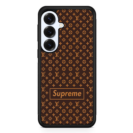 Louis Vuitton X Supreme Brown Background Samsung Galaxy S25 Plus Case | Slim Rubber Case for Samsung Galaxy S25 Plus