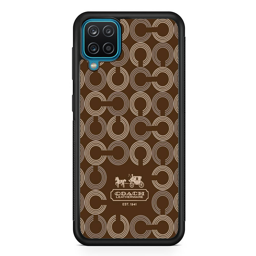 Coach Pattern Brown Samsung Galaxy A12 Case | Slim Rubber Case for Samsung Galaxy A12