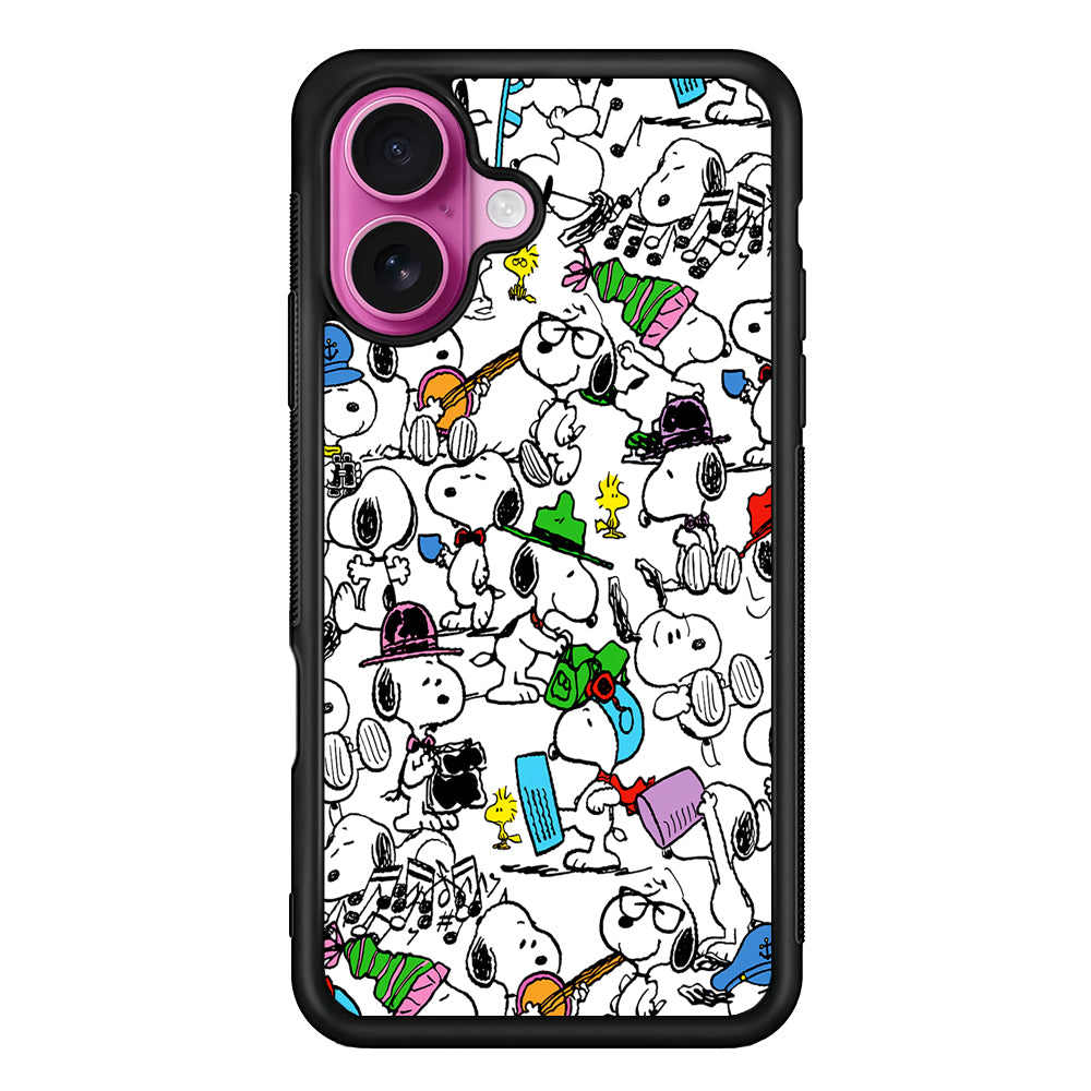 Collection of Snoopy Activities iPhone 17 Case | Slim Protective Rubber Phone Cover