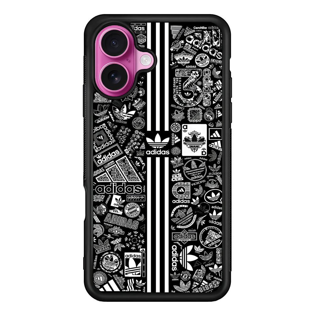 Adidas Collection Black White iPhone 17 Case - Slim Rubber Case for iPhone 17
