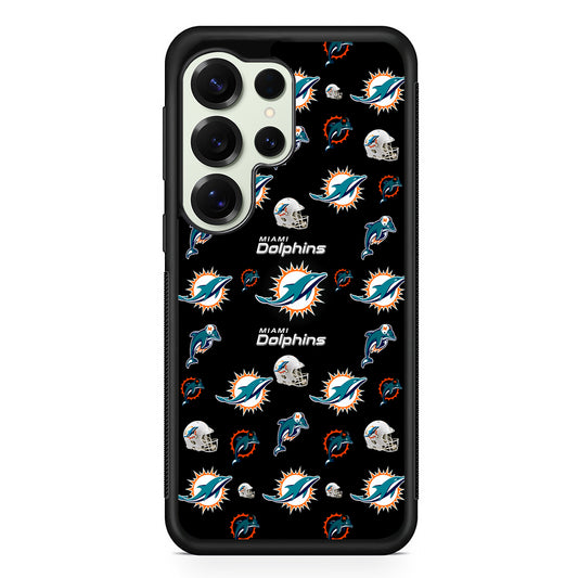 Miami Dolphins Pattern Samsung Galaxy S25 Ultra Case | Durable Rubber Case for Samsung Galaxy S25 Ultra