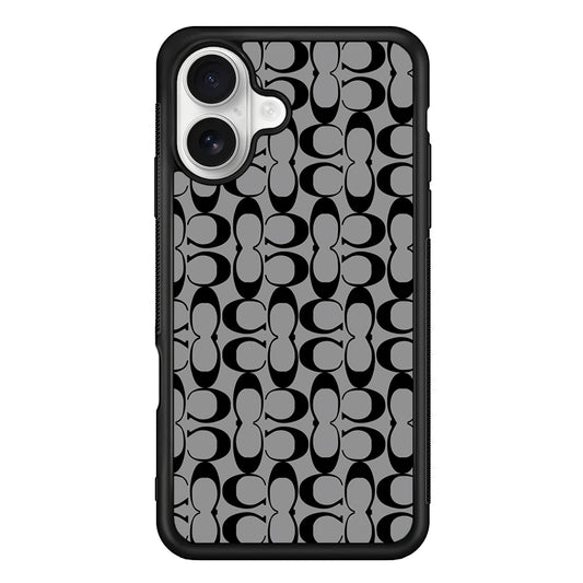 Coach Black Grey iPhone 16 Plus Case | Slim Rubber Case for iPhone 16 Plus