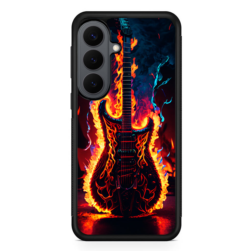 Flaming Guitar Art Samsung Galaxy S26 Plus Case | Slim Rubber Case for Samsung Galaxy S26 Plus