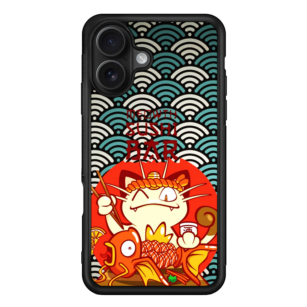 Pokemon Meowth Sushi Bar iPhone 16 Case - Oxvistore