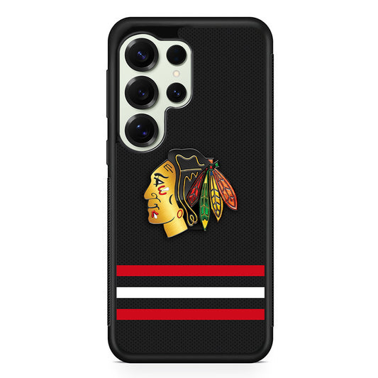 Chicago Blackhawks Pattern Samsung Galaxy S25 Ultra Case | Durable Rubber Case for Samsung Galaxy S25 Ultra