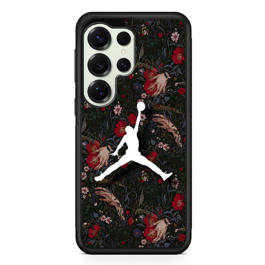 Air Jordan Logo Flower Art Samsung Galaxy S25 Ultra Case | Durable Rubber Case for Samsung Galaxy S25 Ultra
