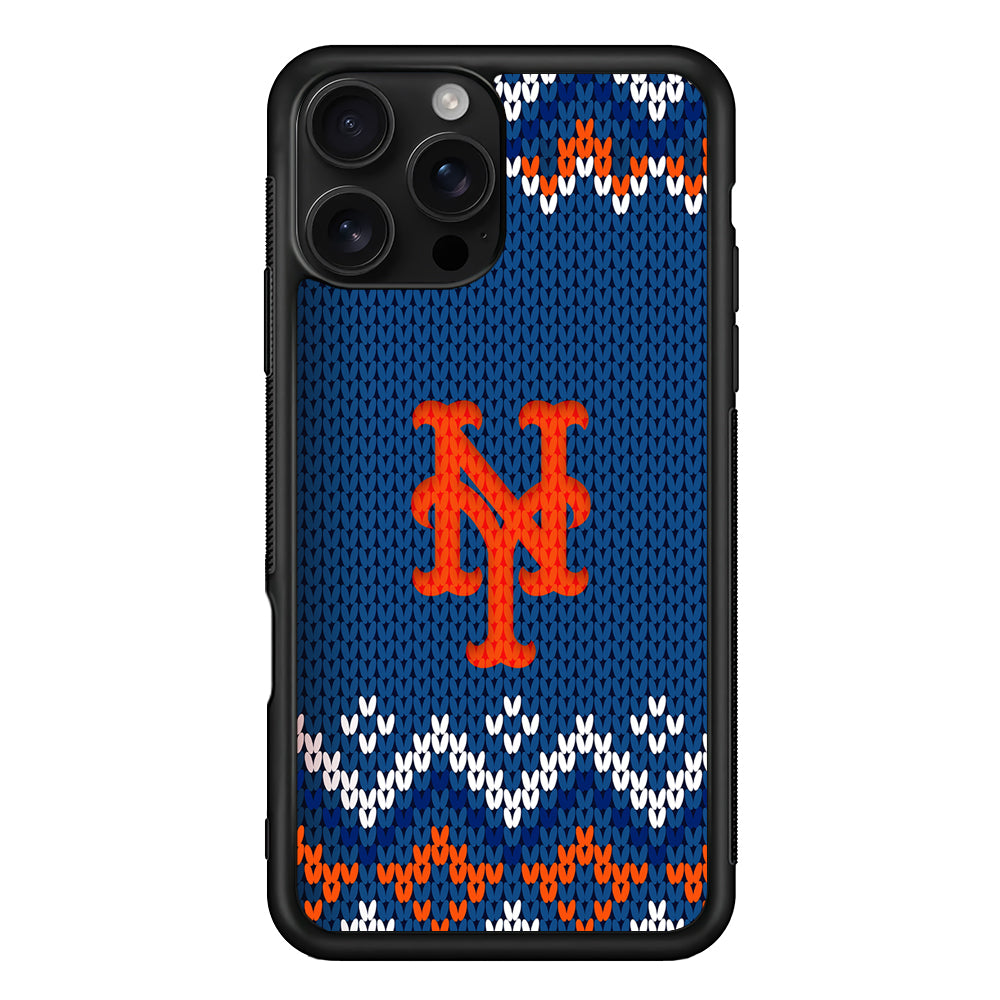 New York Mets Pattern iPhone 16 Pro Case | Durable Protective Case for iPhone 16 Pro