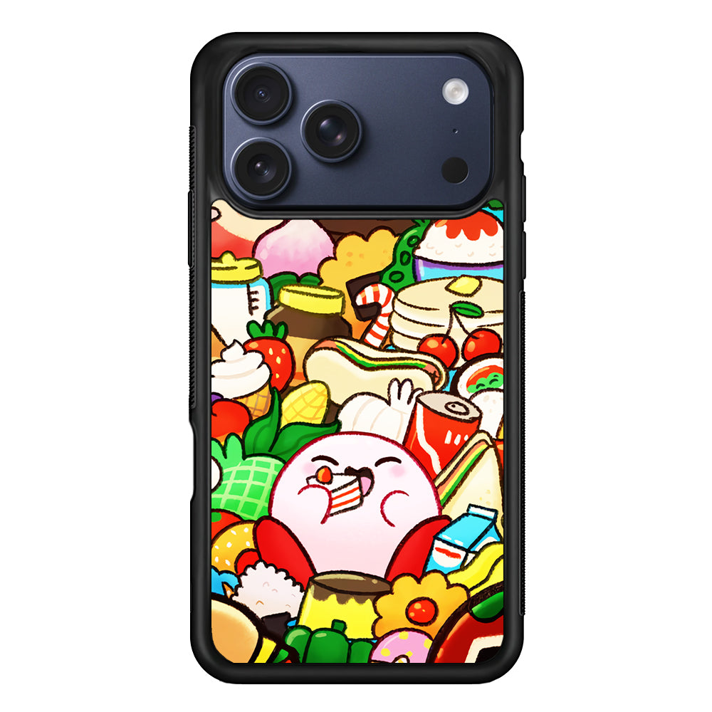 Kirby and a Stack of Food iPhone 17 Pro Max Case | Slim Protective Cover for iPhone 17 Pro Max