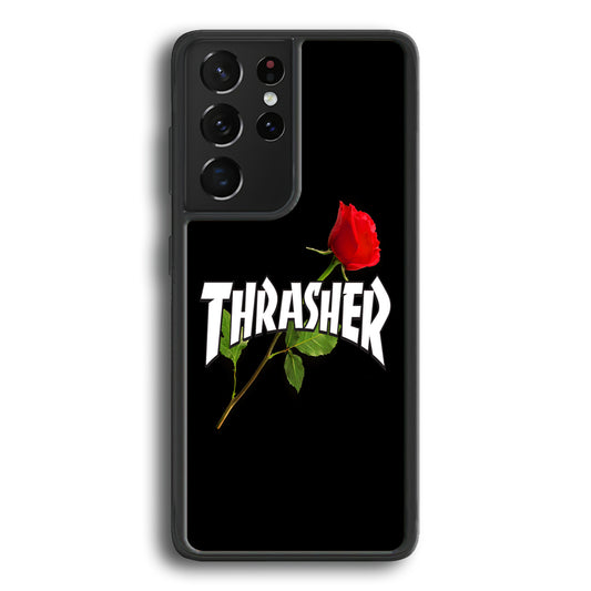 Thrasher Black Rose Flower Samsung Galaxy S24 Ultra Case | Slim Rubber Case for Samsung Galaxy S24 Ultra