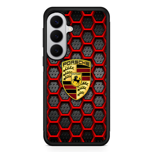 Porsche Red Hexagon Samsung Galaxy S26 Case | Slim Samsung Galaxy S26 Rubber Case