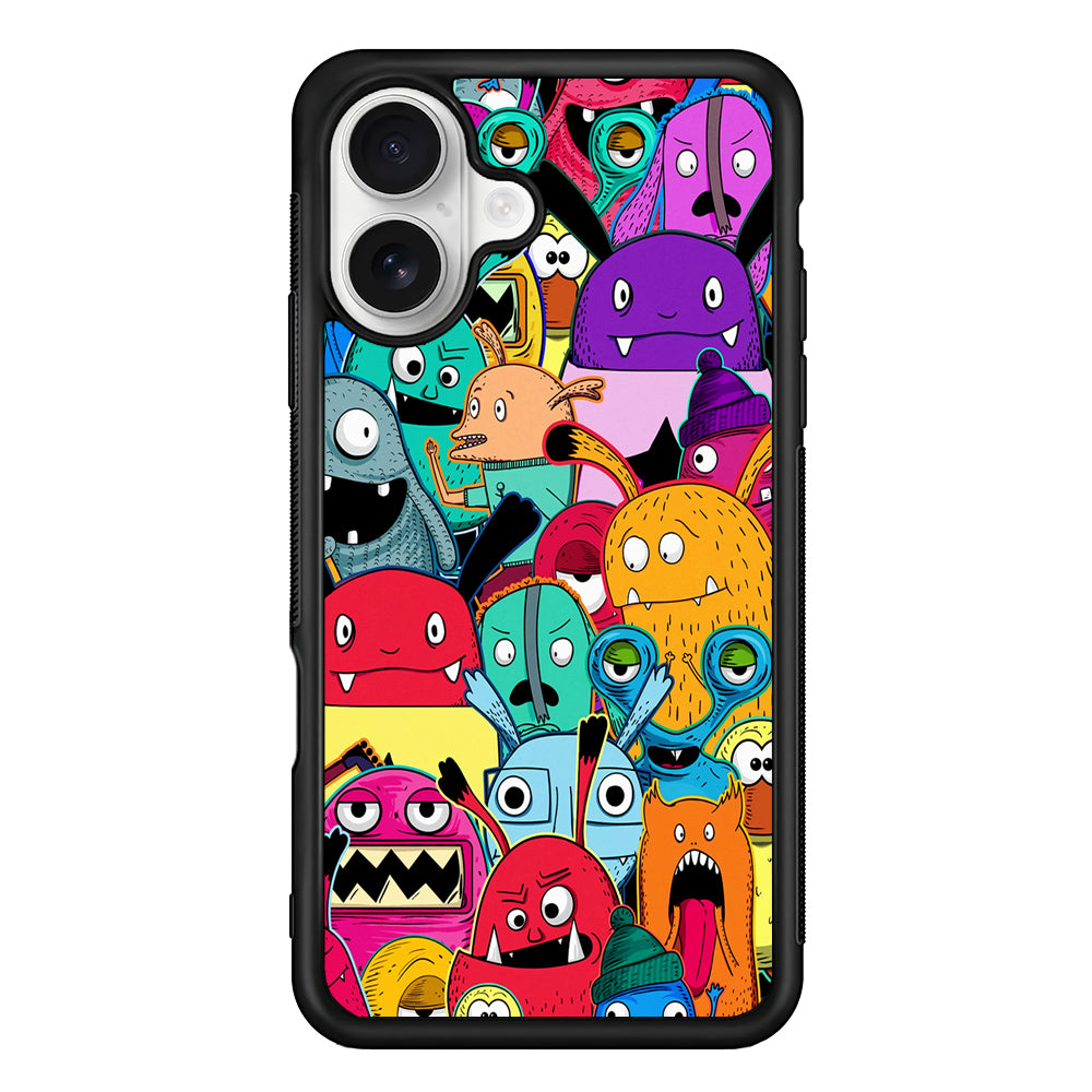 Doodle Monsters Graffiti Art iPhone 16 Plus Case | Durable Protective Rubber Cover