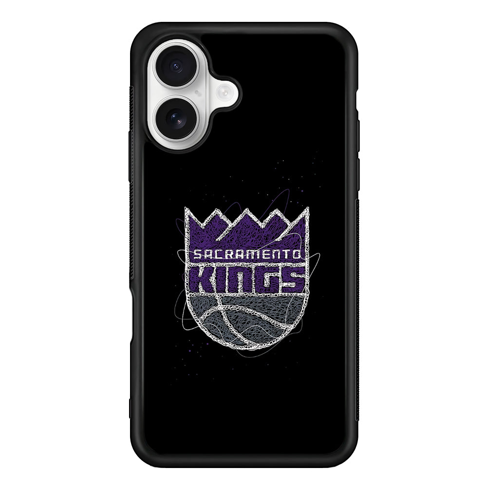 Sacramento Kings Abstract iPhone 16 Plus Case | Durable Protective Rubber Cover