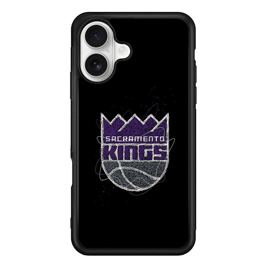 Sacramento Kings Abstract iPhone 16 Plus Case | Durable Protective Rubber Cover