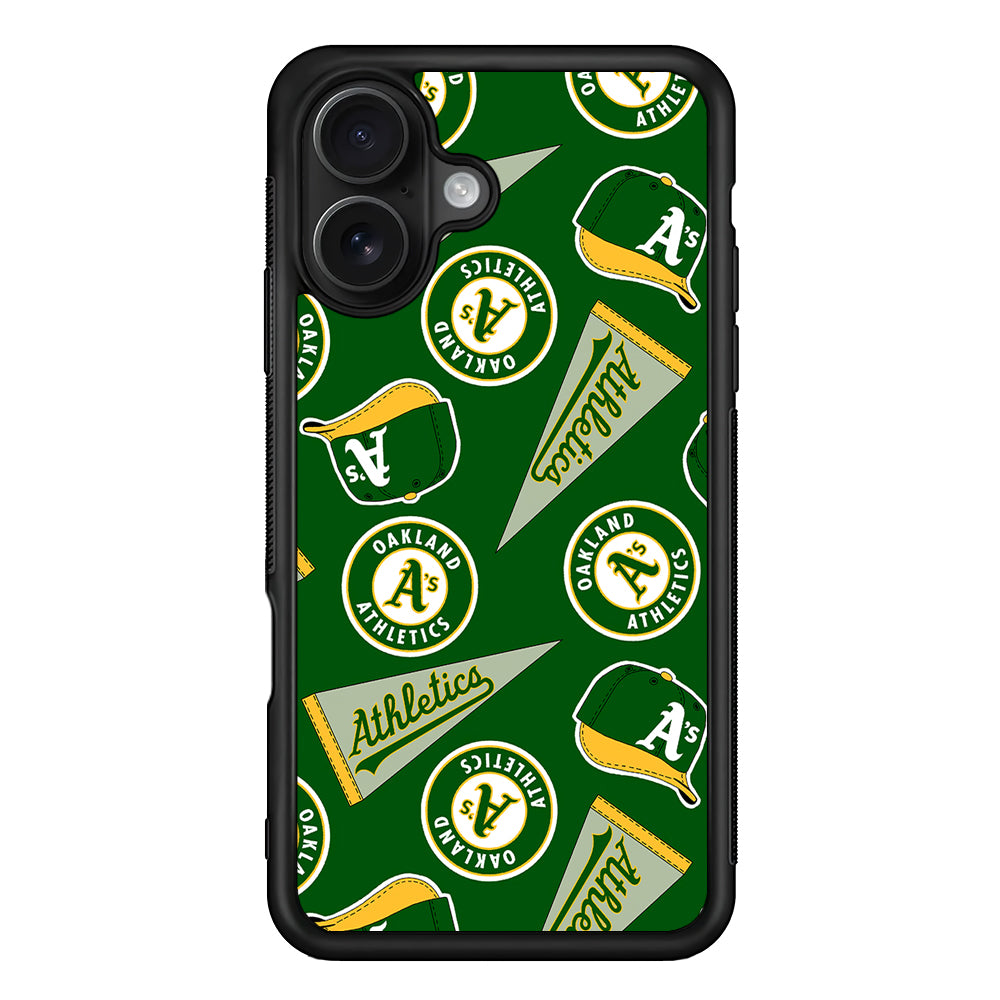 Oakland Athletics Pattern iPhone 16 Case - Oxvistore