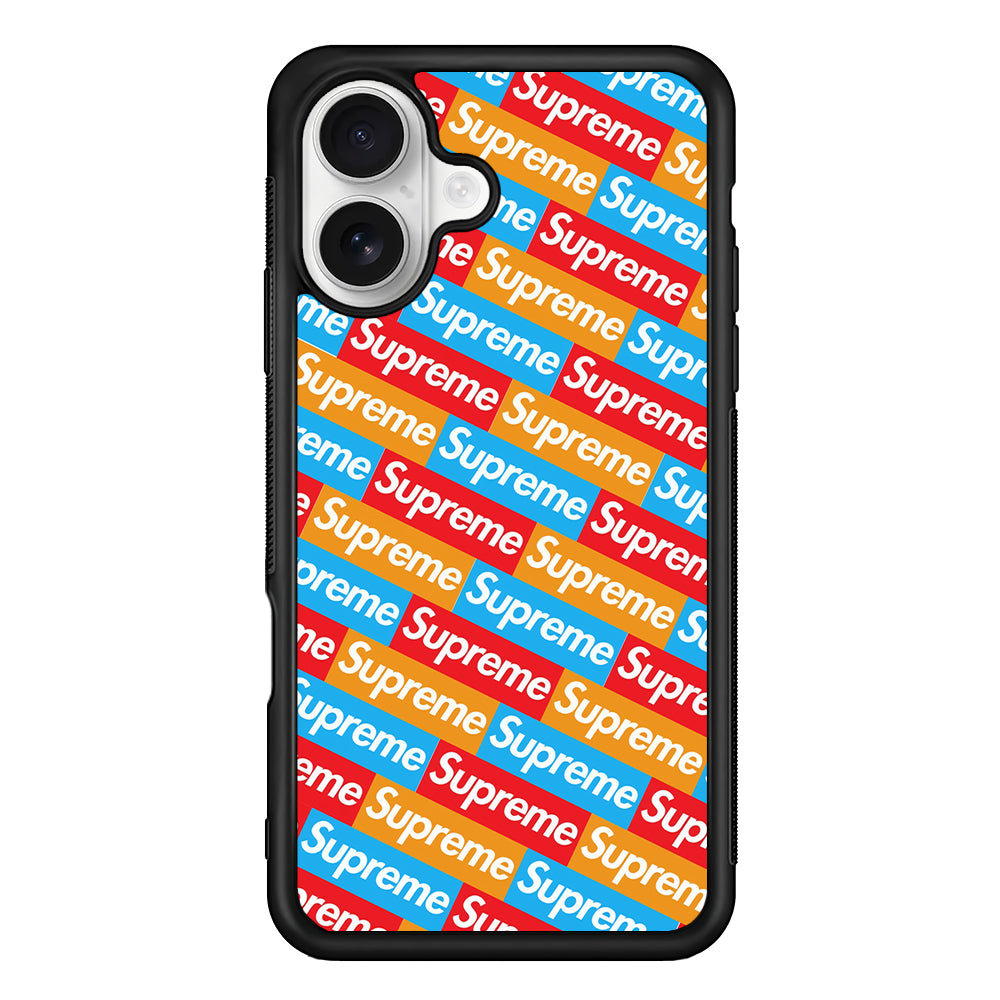 Supreme Colorful iPhone 16 Plus Case | Slim Rubber Case for iPhone 16 Plus