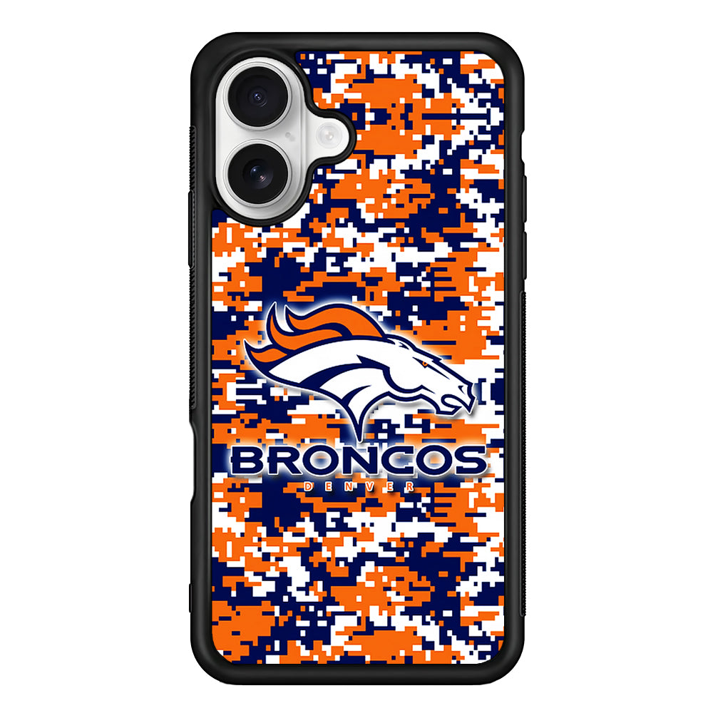 Denver Broncos Pixels iPhone 16 Plus Case | Durable Protective Rubber Cover