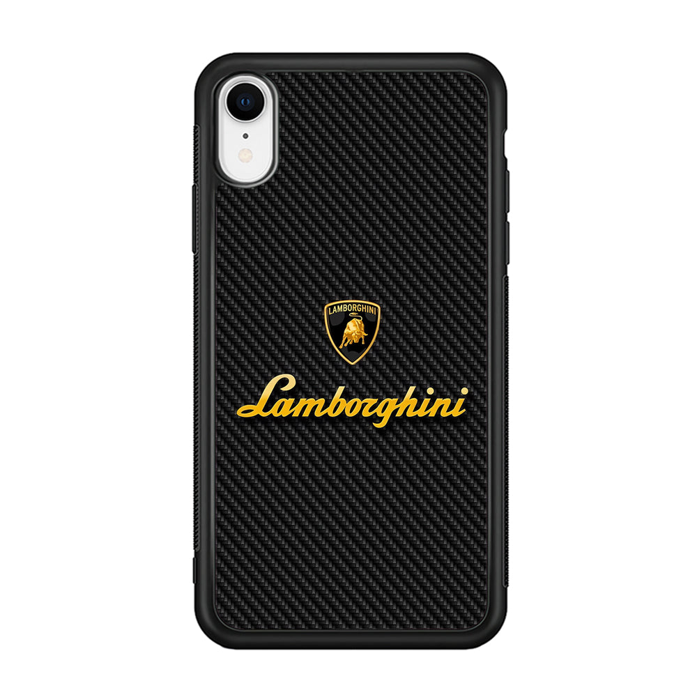 Lamborghini Black Carbon Logo iPhone XR Case | Slim Rubber Case for iPhone XR