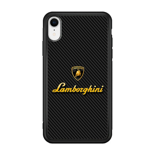 Lamborghini Black Carbon Logo iPhone XR Case | Slim Rubber Case for iPhone XR