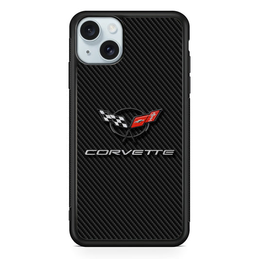Chevrolet Corvette Logo Carbon iPhone 14 Case | Slim Rubber Case for iPhone 14