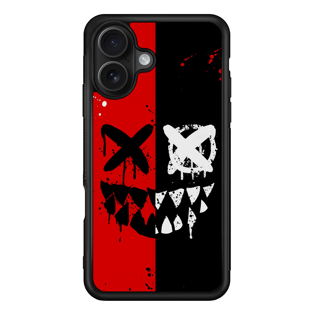Bad Smiley Face Red Black iPhone 16 Case - Oxvistore