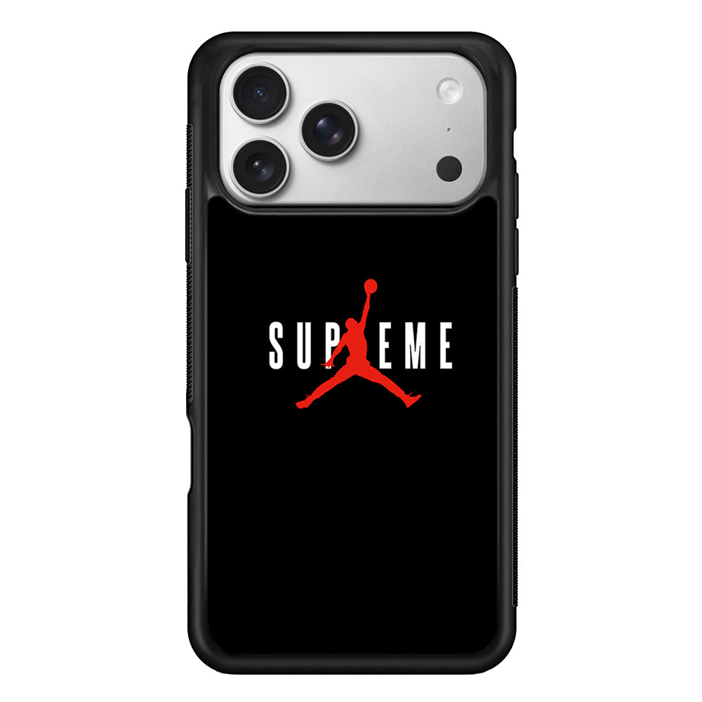 Jordan X Supreme Black Background iPhone 17 Pro Case | Slim Rubber Case for iPhone 17 Pro