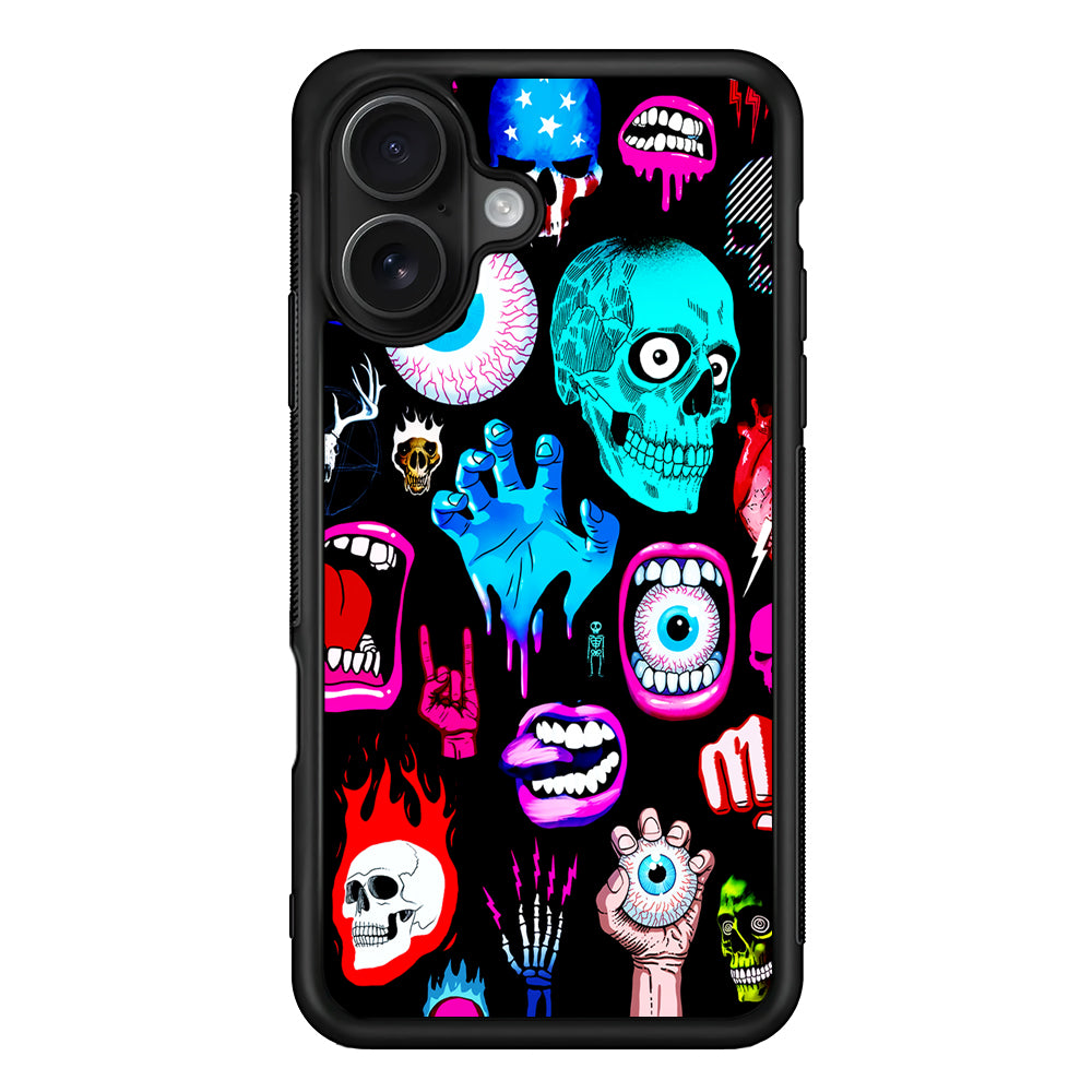 Hand Drawn Halloween Doodles iPhone 16 Case - Oxvistore
