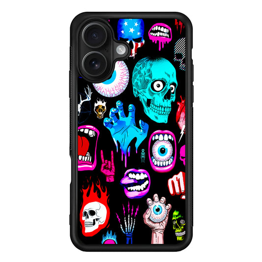 Hand Drawn Halloween Doodles iPhone 16 Case - Oxvistore