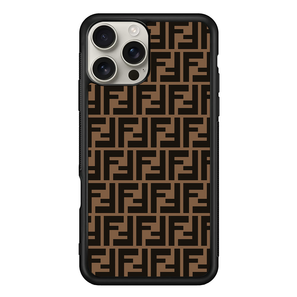 Fendi Brown Form iPhone 16 Pro Max Case | Slim Rubber Case for iPhone 16 Pro Max