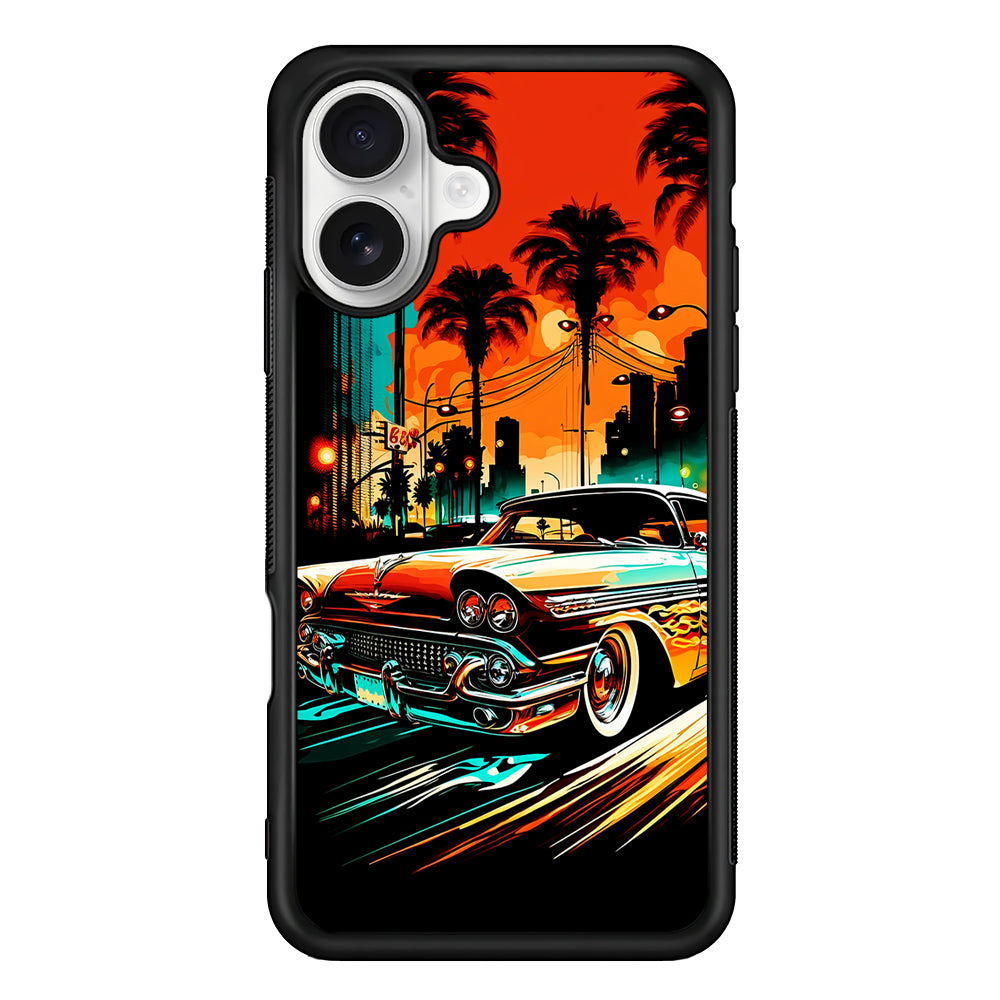Classic Car Vintage Art iPhone 16 Plus Case | Durable Protective Rubber Cover